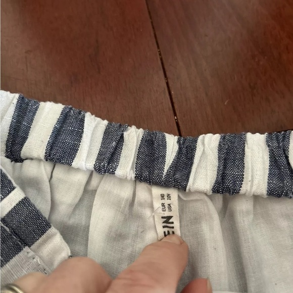 SHEIN Girls Goucho Pants Sz 10 Blue & White Stripe Wide Leg Crop Belted - Picture 6 of 9